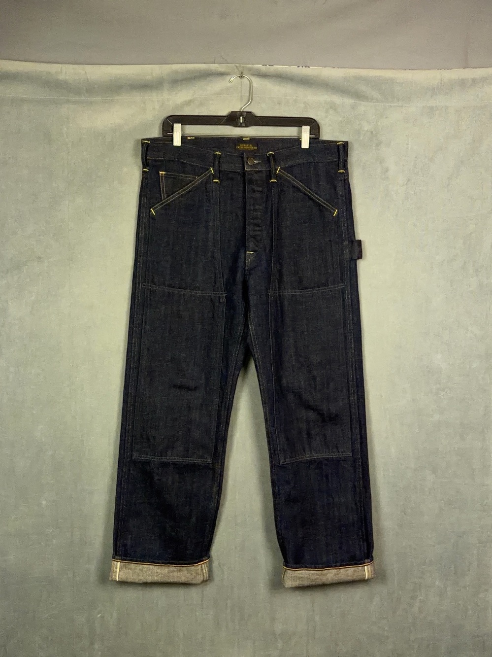 Double RL RRL Selvedge Double Knee Carpenter Jeans Mens Size 34x32 Actual 36x31